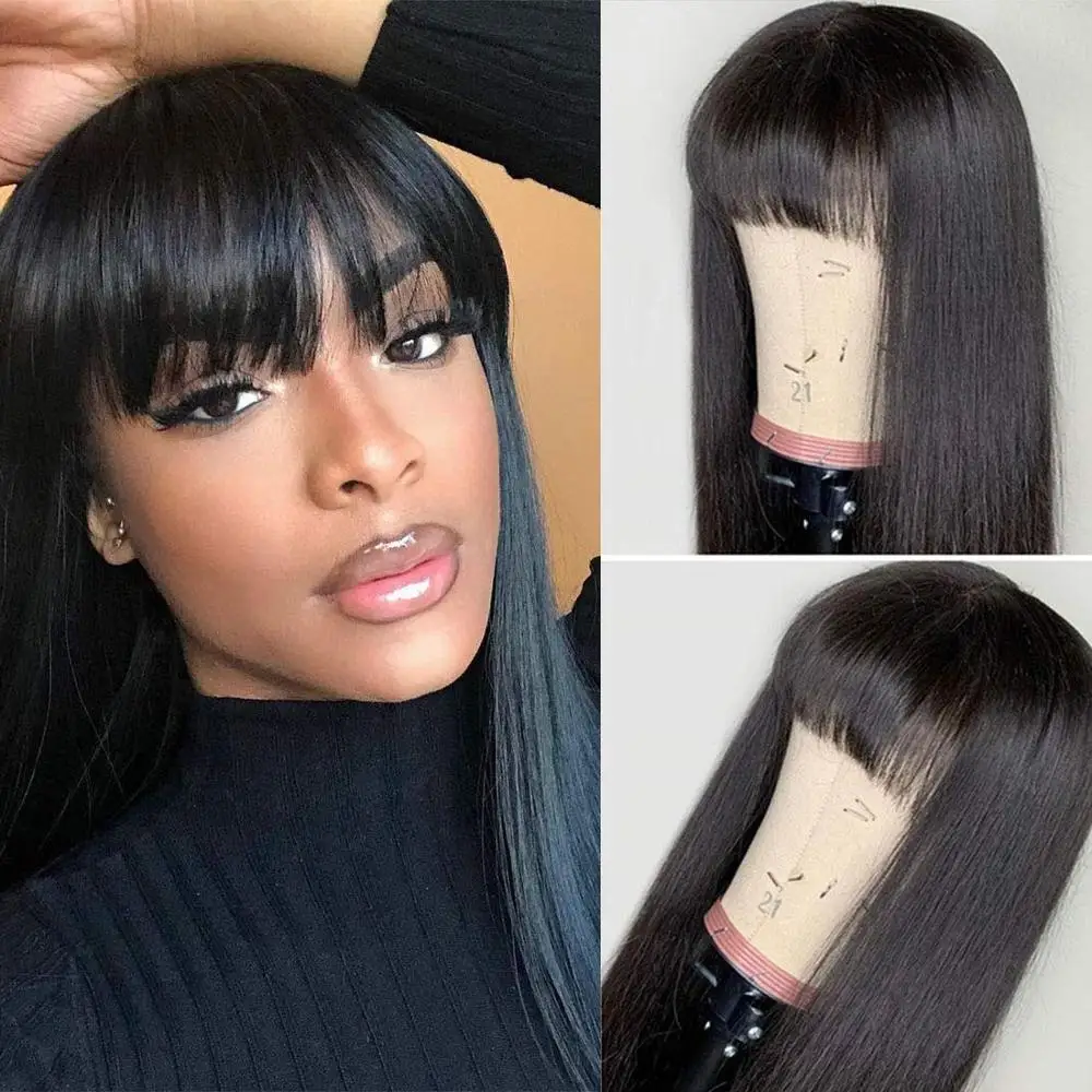 13X6 Lace Front Wig 150% Density Bangs Wig Natural Color Short Bob 360 Fringe Wigs Brazilian 100% Human Hair For Women
13X6 Lace Front Wig 150% Density Bangs Wig Natural Color Short Bob 360 Fringe Wigs Brazilian 100% Human Hair For Women