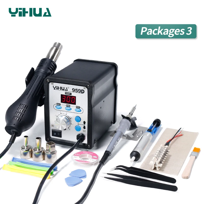 YIHUA 959D 650W Hot Air Gun Soldering Station Ultra Quiet Hot Air Soldering Station
YIHUA 959D 650W Hot Air Gun Soldering Station Ultra Quiet Hot Air Soldering Station