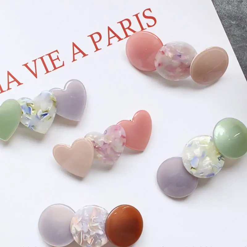 1PC Japan and Korea New Spring Style Lady's Simple Sweet Acetate Hair Clip Heart Round Shape Girl's Fashion Hair Accessories
1PC Japan and Korea New Spring Style Lady's Simple Sweet Acetate Hair Clip Heart Round Shape Girl's Fashion Hair Accessories