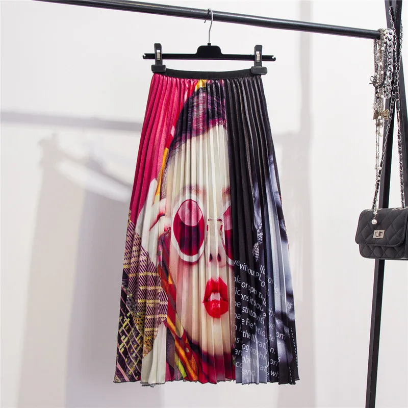 2019 Spring Summer Skirts New-Coming Europen Printing Patchwork Pattern High Elasticity Pleated High Street Style Women Skirt
2019 Spring Summer Skirts New-Coming Europen Printing Patchwork Pattern High Elasticity Pleated High Street Style Women Skirt
