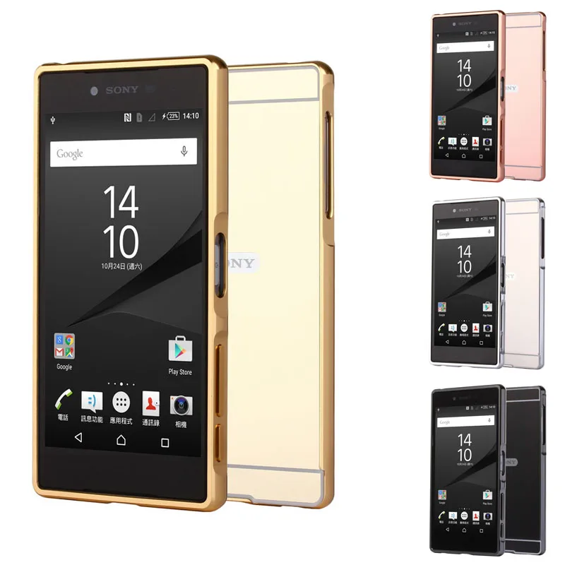 Жесткий чехол для Sony Z 5 металлический каркас с двойным покрытием и зеркальной
