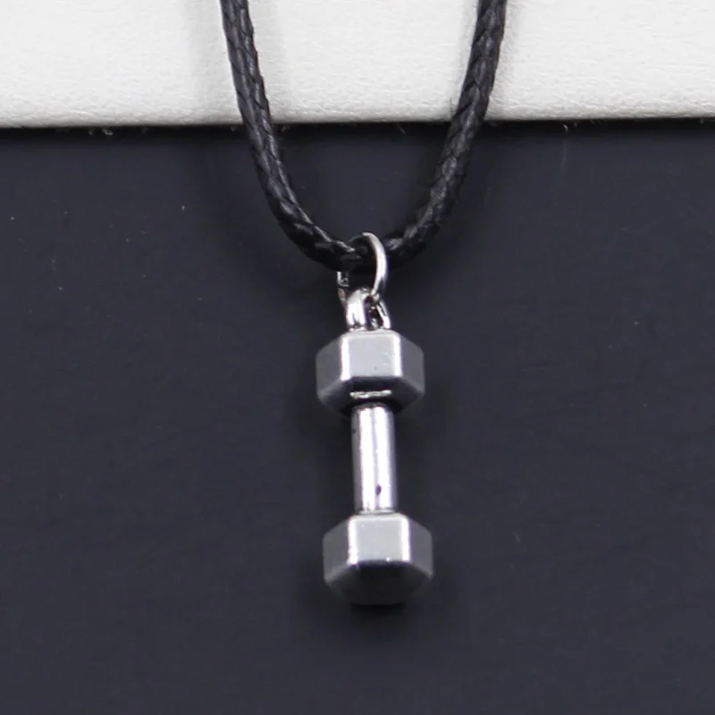 New Durable Black Faux Leather fitness equipment dumbbell Pendant Cord Choker DIY Necklace Retro Boho Tibetan Silver
New Durable Black Faux Leather fitness equipment dumbbell Pendant Cord Choker DIY Necklace Retro Boho Tibetan Silver