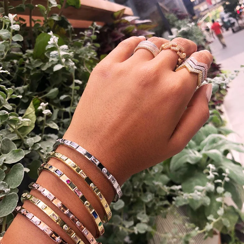 2019 Nice Rainbow Colorful irregular CZ Crystal Open bangle bracelets For Women lovely girl Christmas Adjustable Jewelry gifts
2019 Nice Rainbow Colorful irregular CZ Crystal Open bangle bracelets For Women lovely girl Christmas Adjustable Jewelry gifts