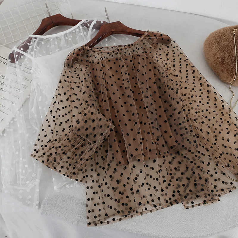 Sheer Polka Dot Blouse Boho Top Mesh White Shirt Womens Tops And Blouses Blusas Mujer De Moda 2019 Korean Fashion Clothing Tunic
Sheer Polka Dot Blouse Boho Top Mesh White Shirt Womens Tops And Blouses Blusas Mujer De Moda 2019 Korean Fashion Clothing Tunic