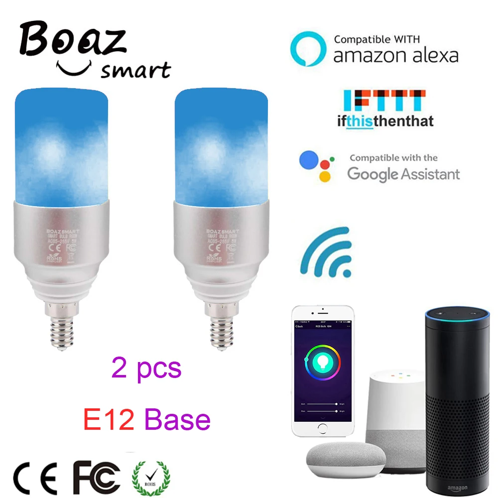 Boaz E12 Smart Wifi Bulb RGBW Led Smartlife Light Wifi Voice Control Alexa Echo Google Home IFTTT Tuya Smart APP control 2pcs
Boaz E12 Smart Wifi Bulb RGBW Led Smartlife Light Wifi Voice Control Alexa Echo Google Home IFTTT Tuya Smart APP control 2pcs