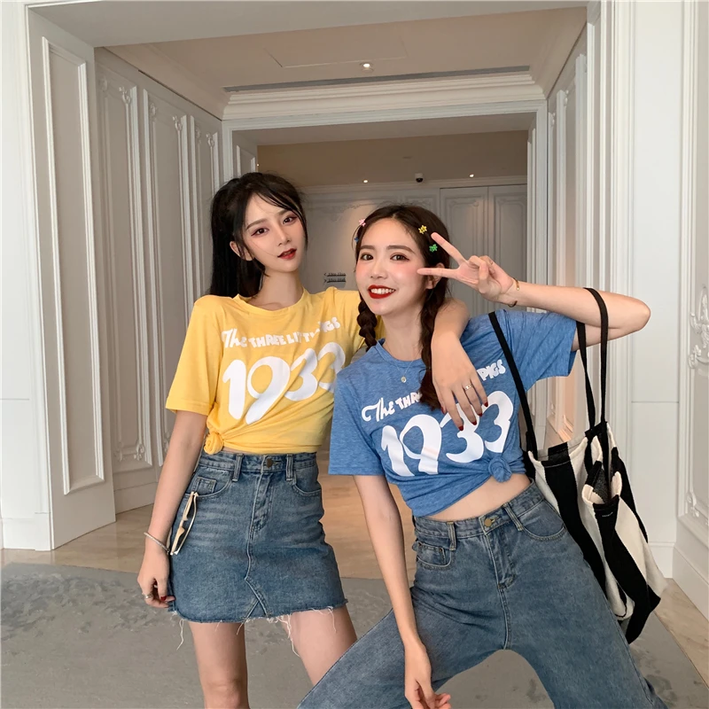 9 colors 2019 summer korean style 1933 letter print short sleeve t-shirts womens tee shirt femme women tops cropped (ks9210)
9 colors 2019 summer korean style 1933 letter print short sleeve t-shirts womens tee shirt femme women tops cropped (ks9210)