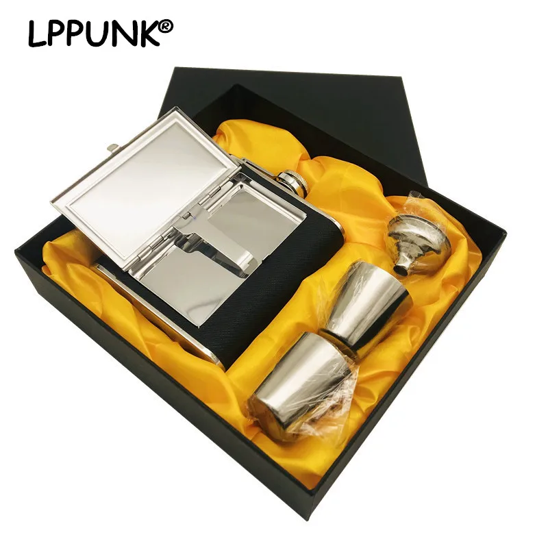 Bpa free 5/6oz whisky flagon Stainless steel alcohol hip flask with pu leather Mirror Cigarette case HIP FLASK SET WITH GIFT BOX
Bpa free 5/6oz whisky flagon Stainless steel alcohol hip flask with pu leather Mirror Cigarette case HIP FLASK SET WITH GIFT BOX