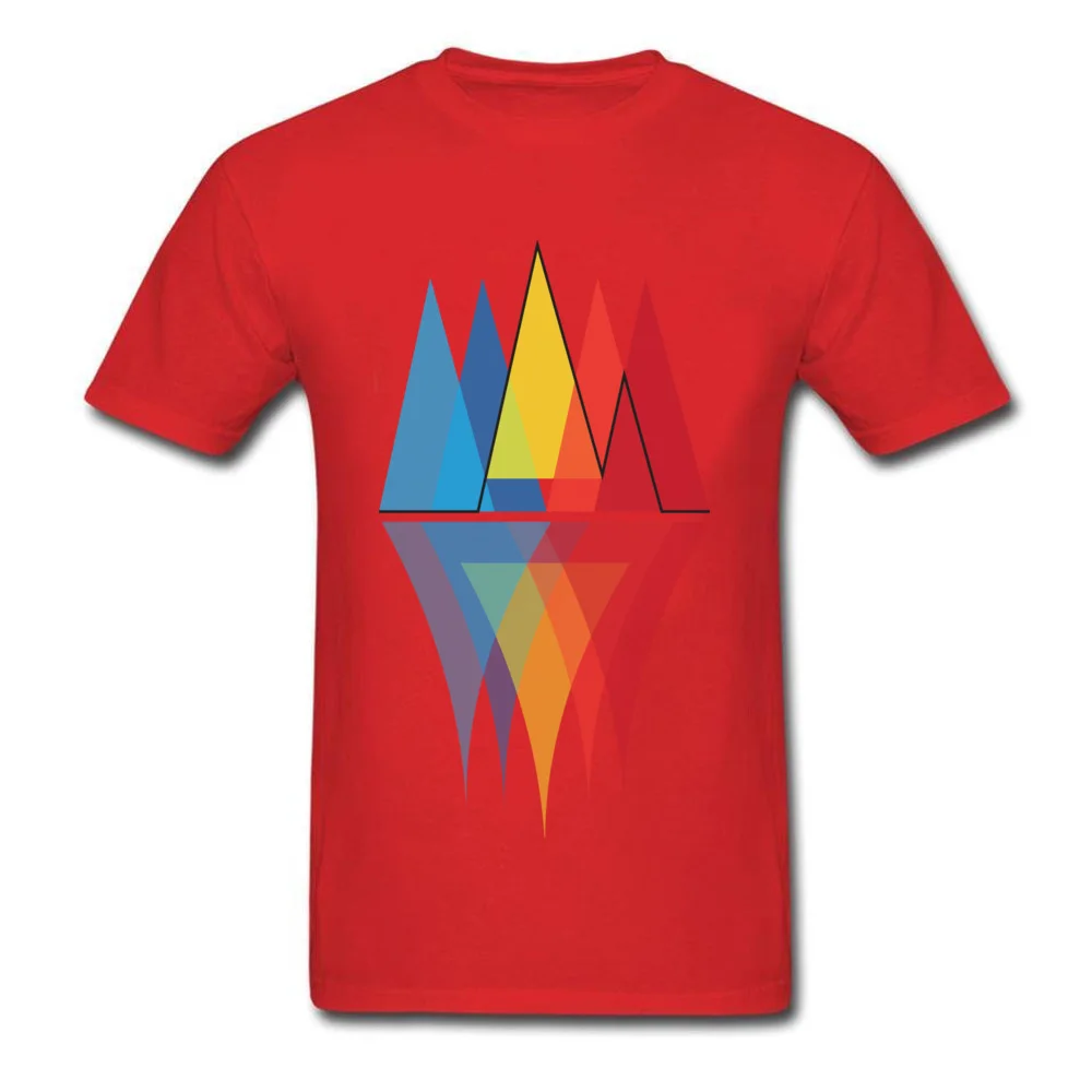Pure Cotton Adult Short Sleeve Mountain Reflections Tshirts Slim Fit Tops & Tees 2018 Discount Design O-Neck Tee-Shirt Mountain Reflections red