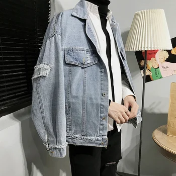 2019 Spring Autumn Hole Denim Jacket Men Ripped Cowboy Male Slim Fit Solid Casual Cotton
2019 Spring Autumn Hole Denim Jacket Men Ripped Cowboy Male Slim Fit Solid Casual Cotton