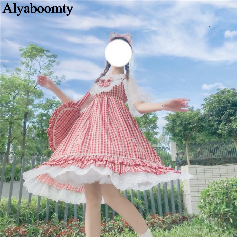 Japanese Women Lolita Cute Kawaii Sundress Suspenders Red Plaid Bow Lace Ruffles Dress Sleeveless Sweet JSK Preppy Girl's Dress
Japanese Women Lolita Cute Kawaii Sundress Suspenders Red Plaid Bow Lace Ruffles Dress Sleeveless Sweet JSK Preppy Girl's Dress
