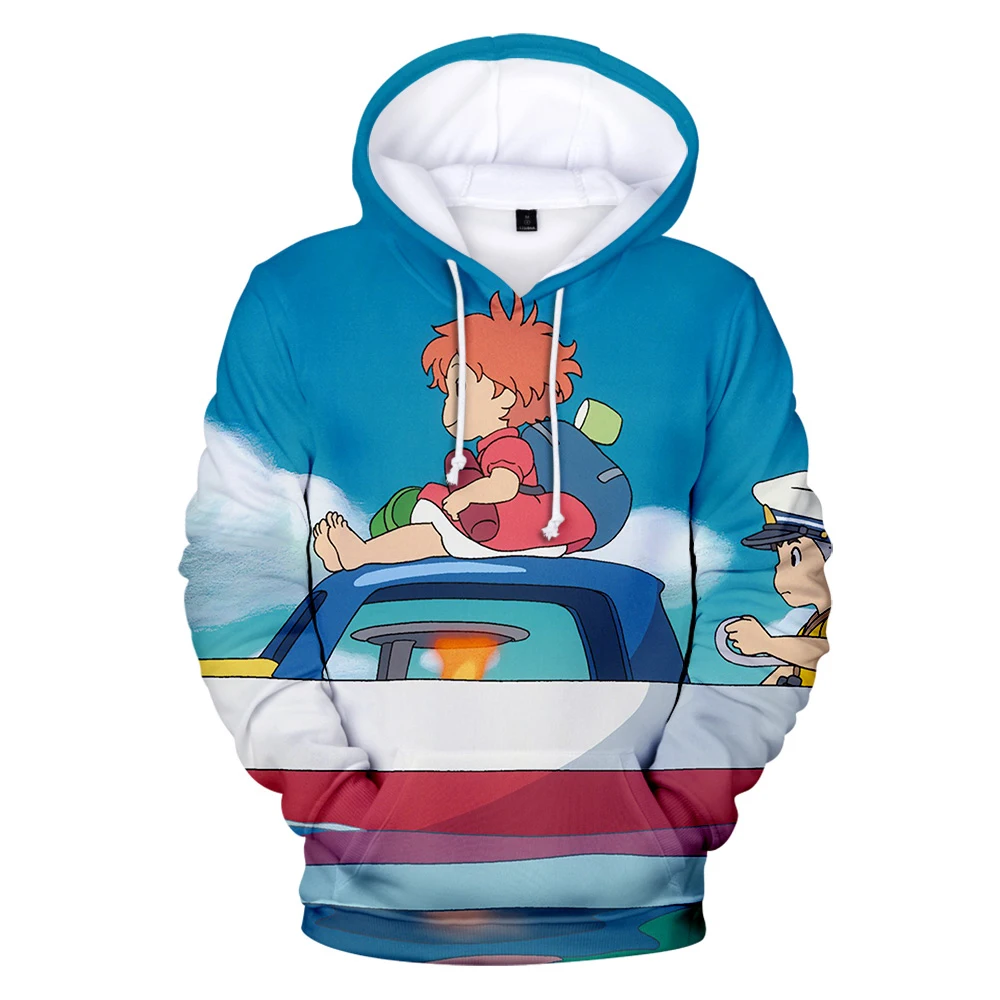 Толстовка Ponyo на скале с 3D принтом модная женская/мужская толстовка длинным
