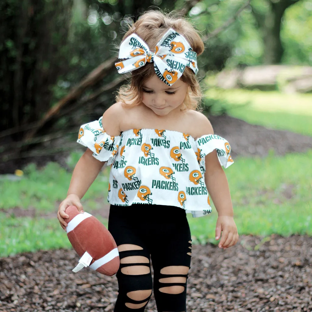 High Quality Toddler Baby Girls Off Shoulder Cartoon Letter Print Tops Hole Pants Outfits Set toddler girl clothes Dropship #V30
High Quality Toddler Baby Girls Off Shoulder Cartoon Letter Print Tops Hole Pants Outfits Set toddler girl clothes Dropship #V30