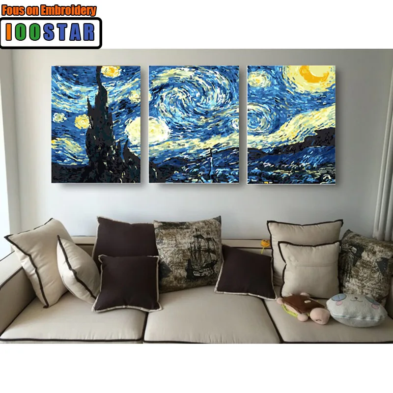 3 шт./компл. 40*50 diy картина маслом по номерам Триптих акриловая краска для окраски
