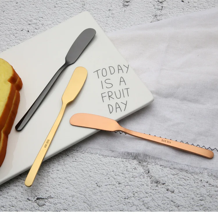1PC 304 Stainless Steel Butter Knife Cheese Dessert Jam Spreaders Cream Gold Black Rose Gold Knifes Western Cutlery Tool PI 001
1PC 304 Stainless Steel Butter Knife Cheese Dessert Jam Spreaders Cream Gold Black Rose Gold Knifes Western Cutlery Tool PI 001