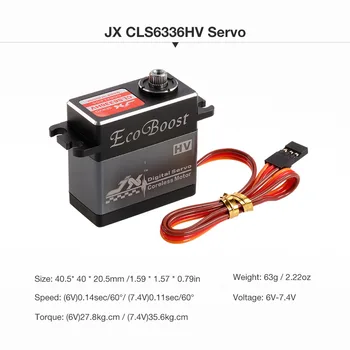 JX CLS6336HV 35kg Aluminium Shell Metal gear High Voltage Coreless Digital Servo
JX CLS6336HV 35kg Aluminium Shell Metal gear High Voltage Coreless Digital Servo