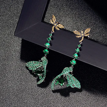 High Grade Cubic Zirconia Ethnic Green Long Drop Earrings Dragonfly Yellow Crystal Dangle Earrings Women Jewelry Ornamentation
High Grade Cubic Zirconia Ethnic Green Long Drop Earrings Dragonfly Yellow Crystal Dangle Earrings Women Jewelry Ornamentation