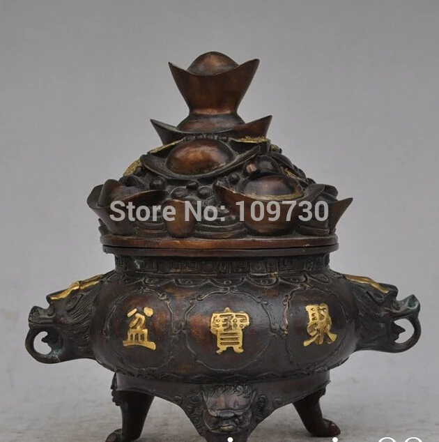 001273 7.9"Chinese Bronze Gilt Geomancy Of wealth Beast Cornucopia Censer Statue
001273 7.9"Chinese Bronze Gilt Geomancy Of wealth Beast Cornucopia Censer Statue