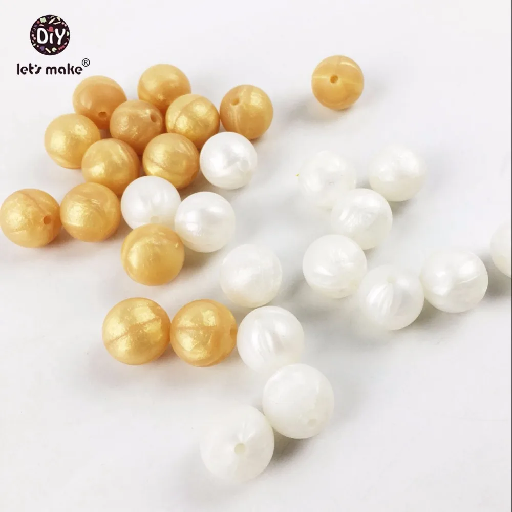Let's make Metallic Golden And pearl Silicone Round Bead Chewable Silicone Beads Baby Teether 40pc Nursing Teether 15mm
Let's make Metallic Golden And pearl Silicone Round Bead Chewable Silicone Beads Baby Teether 40pc Nursing Teether 15mm
