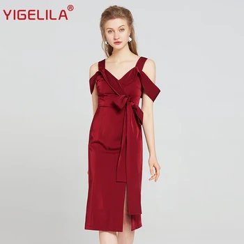 YIGELILA Fashion Women Red V-neck Party Dress Summer Solid Spaghetti Strap Backless Empire Slim Mid Length Straight Dress 63244
YIGELILA Fashion Women Red V-neck Party Dress Summer Solid Spaghetti Strap Backless Empire Slim Mid Length Straight Dress 63244