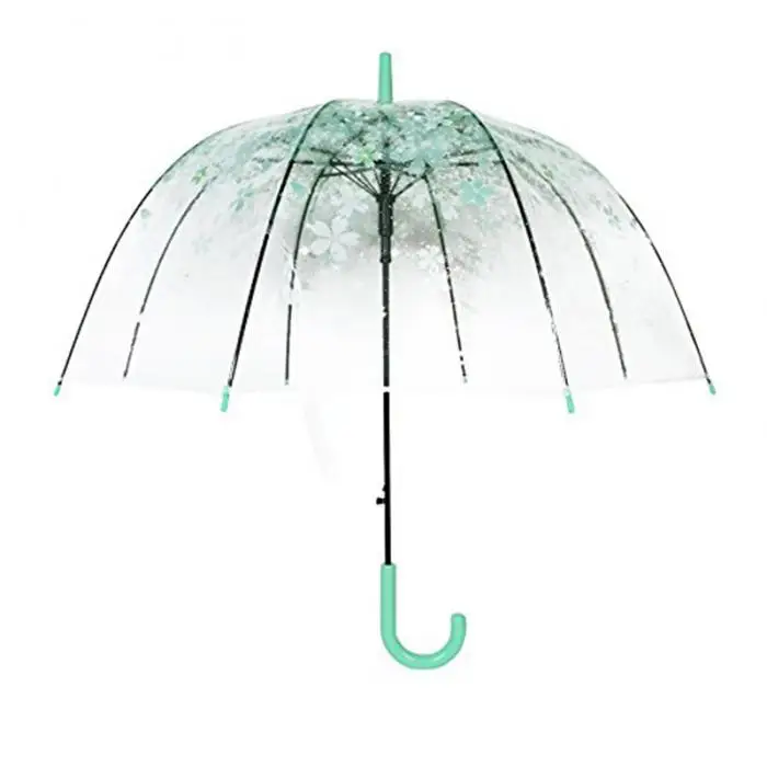 Fashion Transparent Parapluie Creative Women Rain Sun Umbrella Long Handle Cherry Blossom Mushroom Princess Romantic Umbrella
