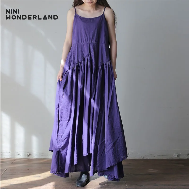 NINI WONDERLAND Summer Cotton Maxi Dress Women Sleeveless Slip Long Dresses 2019 Female Solid Boho Dress lady Irregular Clothes
NINI WONDERLAND Summer Cotton Maxi Dress Women Sleeveless Slip Long Dresses 2019 Female Solid Boho Dress lady Irregular Clothes