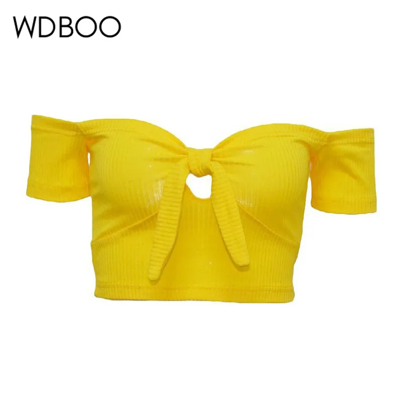 WDBOO Sexy Slash Neck Solid Tube Top Summer Ribbed Knit Knot Front Cut Out Short T Shirt Yellow Off Shoulder Crop Top Streetwear
WDBOO Sexy Slash Neck Solid Tube Top Summer Ribbed Knit Knot Front Cut Out Short T Shirt Yellow Off Shoulder Crop Top Streetwear