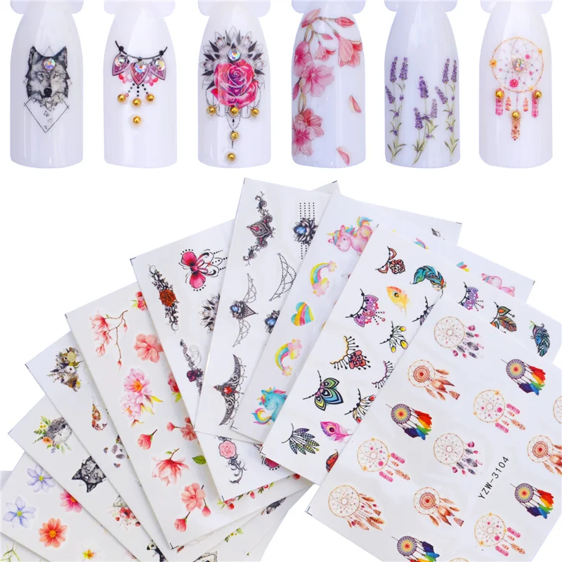 WUF 12 PCS Nail Stickers Water Decals Butterfly Rose / Wolf / Necklace / Plum Slider Manicure Nail Art Decoration
WUF 12 PCS Nail Stickers Water Decals Butterfly Rose / Wolf / Necklace / Plum Slider Manicure Nail Art Decoration