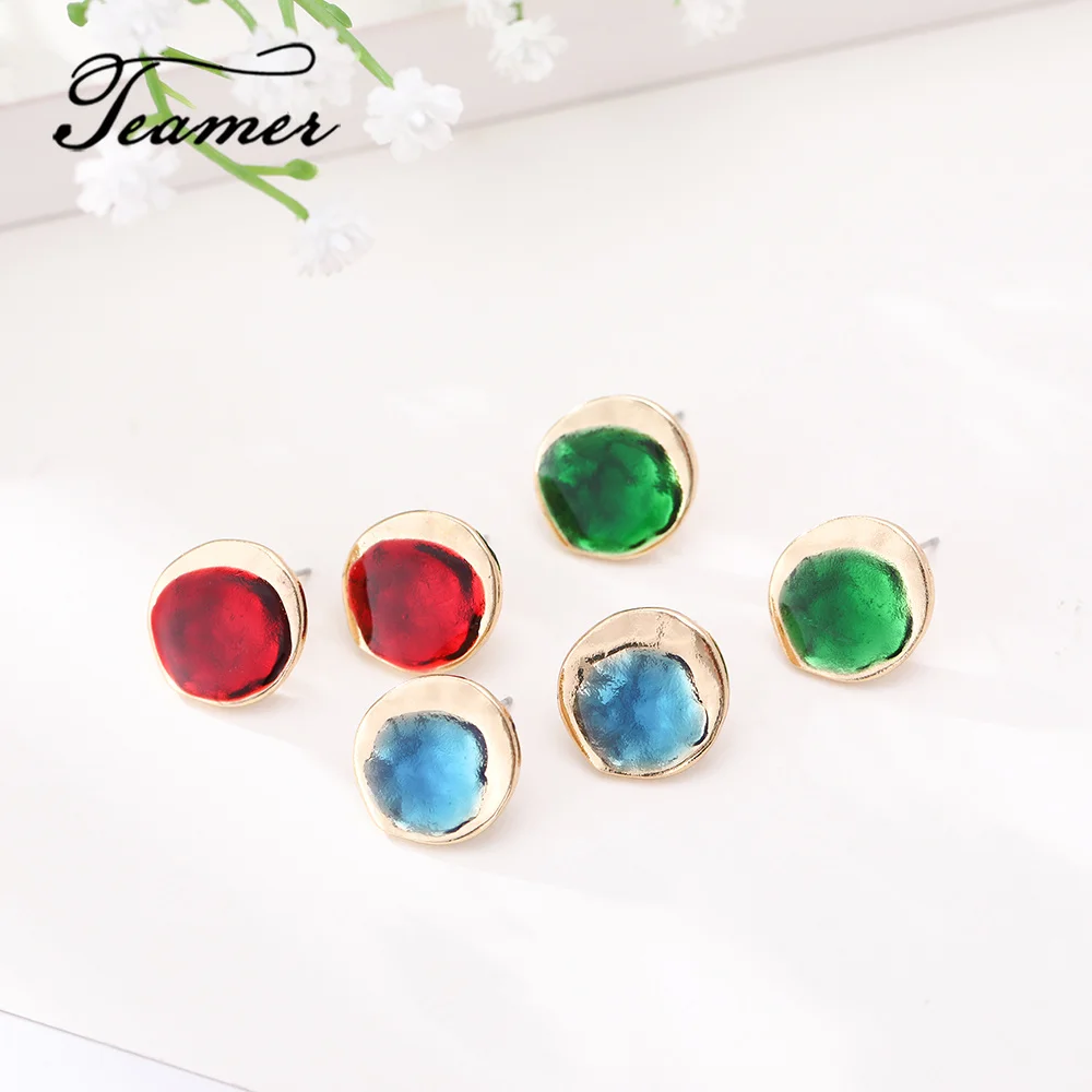 Teamer Gold Color Metal Simple Geometric Stud Earrings for Women Red Green Enamel Small Earrings Aretes De Mujer Modernos 2019
Teamer Gold Color Metal Simple Geometric Stud Earrings for Women Red Green Enamel Small Earrings Aretes De Mujer Modernos 2019