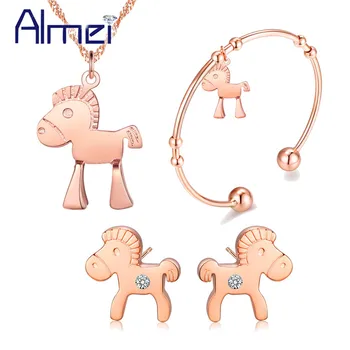 Almei Cute Horse Rose Gold Color Jewelry Set Animal Earrings Wedding Necklace Bracelet Sets for Women Joyas Bijoux Gift DML53
Almei Cute Horse Rose Gold Color Jewelry Set Animal Earrings Wedding Necklace Bracelet Sets for Women Joyas Bijoux Gift DML53