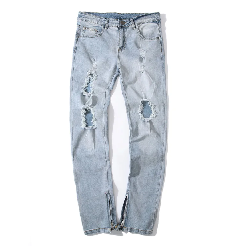 Light blue Washing do the old denim knee ripped Hole in jeans hip hop cool men Fashion skinny side zipper pants
Light blue Washing do the old denim knee ripped Hole in jeans hip hop cool men Fashion skinny side zipper pants