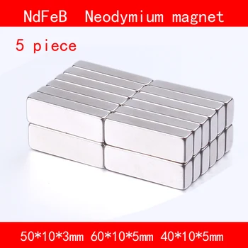 5PCS block magnet 50*10*3mm 60*10*5mm 40*10*5mm n35 Rare Earth strong Permanent NdFeB Neodymium Magnet
5PCS block magnet 50*10*3mm 60*10*5mm 40*10*5mm n35 Rare Earth strong Permanent NdFeB Neodymium Magnet