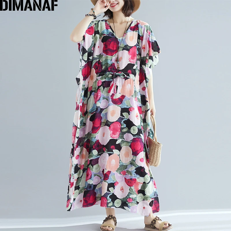 DIMANAF Plus Size Women Beach Dress Big Size Female Vestidos Summer Sundress Loose Print Floral Cotton Elegant Lady Maxi Dress
DIMANAF Plus Size Women Beach Dress Big Size Female Vestidos Summer Sundress Loose Print Floral Cotton Elegant Lady Maxi Dress