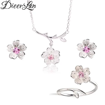 2019 Wedding Bridal Jewelry Sets 925 Sterling Silver Pink Crystal Cherry Blossoms Flower Necklaces Earrings Rings for Women
2019 Wedding Bridal Jewelry Sets 925 Sterling Silver Pink Crystal Cherry Blossoms Flower Necklaces Earrings Rings for Women