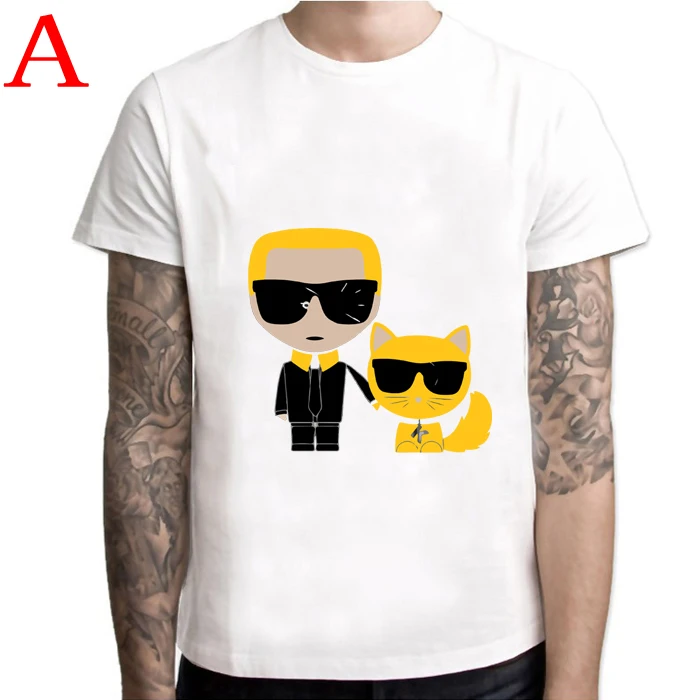 

KARL LAGERFELD Paris T-Shirt Karl Choupette Cat Graphic Fashion Trendy T Shirt Size Large *NEW*