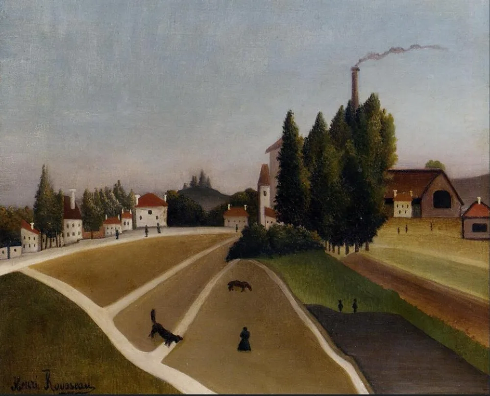 High quality Oil painting Canvas Reproductions Landscape with Factory (1896-1906) by Henri Rousseau painting hand painted
High quality Oil painting Canvas Reproductions Landscape with Factory (1896-1906) by Henri Rousseau painting hand painted