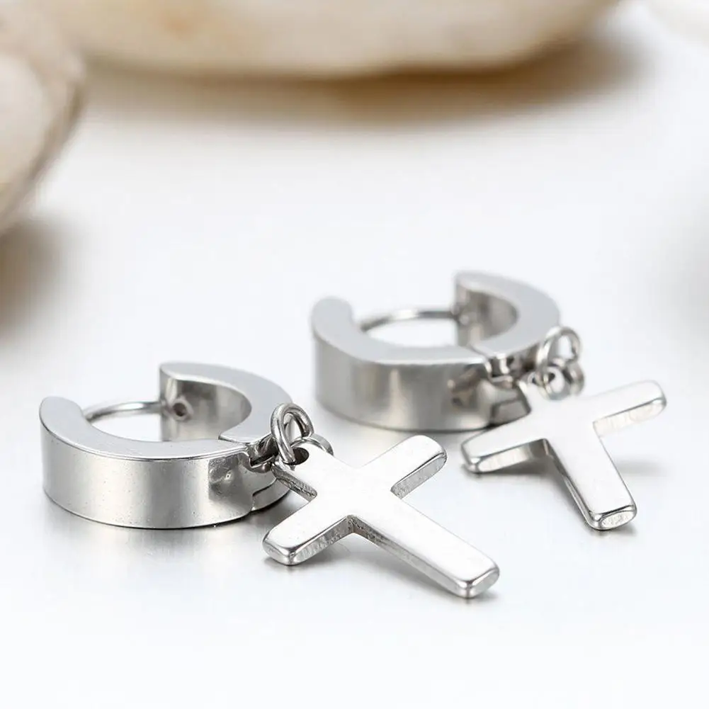 Men's Women's Stainless Steel Cross Drop Dangle Huggie Hinged Hoop Earrings acero inoxidable joyeria mujer
Men's Women's Stainless Steel Cross Drop Dangle Huggie Hinged Hoop Earrings acero inoxidable joyeria mujer