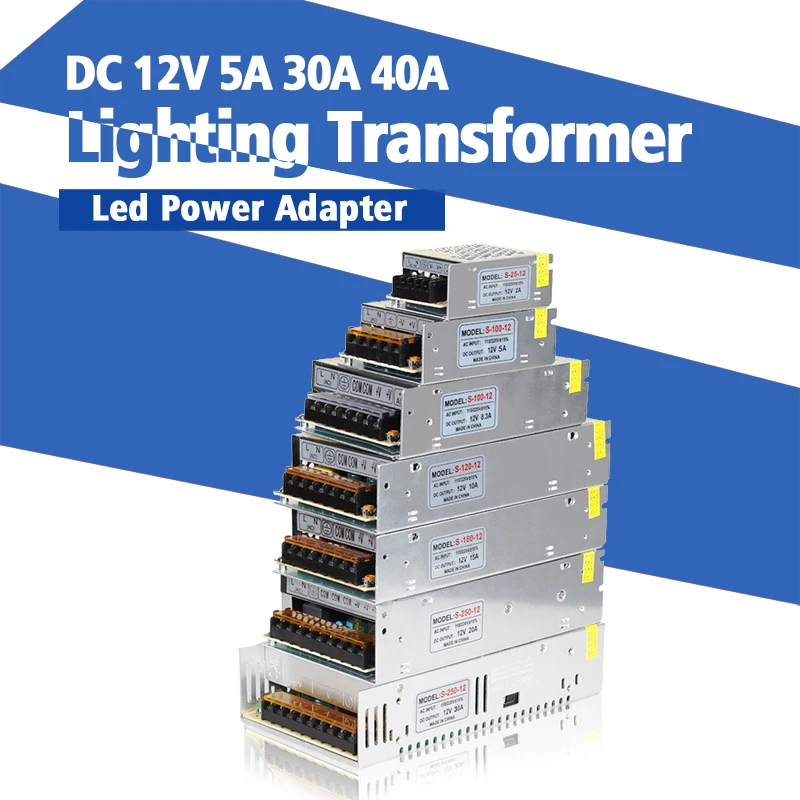 LED Power Supply AC 100-265V to DC 12V LED Power Adapter 1A 2A 3A 5A 8.5A 10A 15A 20A 30A 40A Lighting Transformer For LED Strip
LED Power Supply AC 100-265V to DC 12V LED Power Adapter 1A 2A 3A 5A 8.5A 10A 15A 20A 30A 40A Lighting Transformer For LED Strip