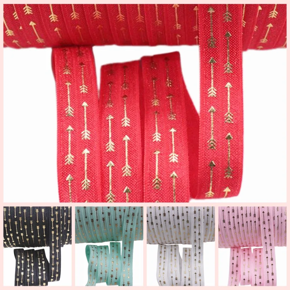 5 colors 5/8" gold foil arrows FOE fold over elastic 50yards/lot for headband ties welcome custom printed
5 colors 5/8" gold foil arrows FOE fold over elastic 50yards/lot for headband ties welcome custom printed