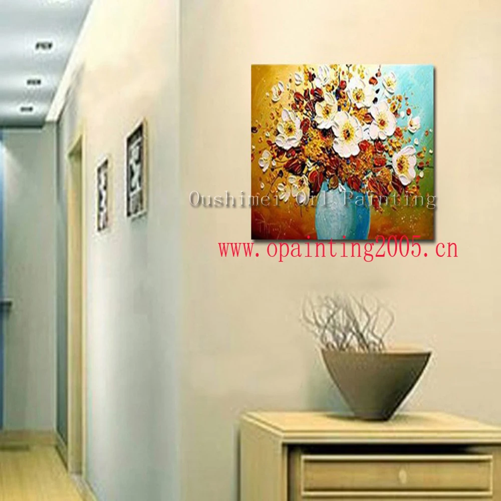 

Hand Painted Modern Mural Picture on Canvas Wall Art Abstract Knife Painting Hang Flower Paintings For Living Room Oil Painting