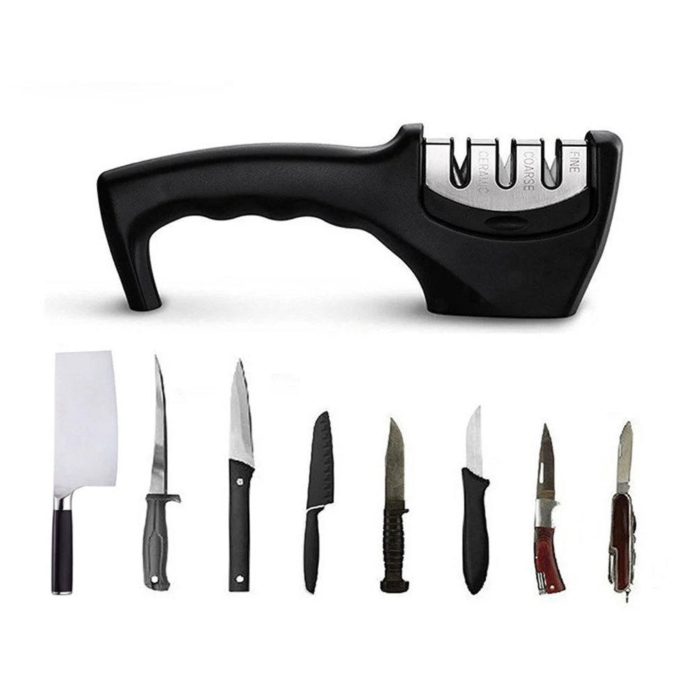 Kitchen Sharpener - 3 Stage Professional Kitchen Tungsten Diamond Manual Sharpener - Sharpening Steel and Ceramic Knife
Kitchen Sharpener - 3 Stage Professional Kitchen Tungsten Diamond Manual Sharpener - Sharpening Steel and Ceramic Knife