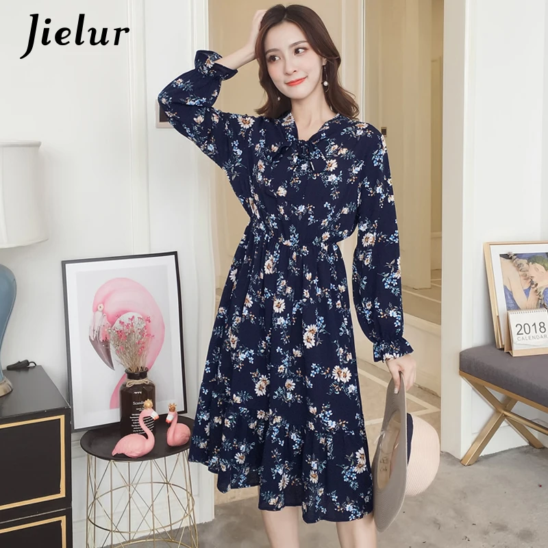 Jielur Floral Dress Spring Autumn New Korean Fashion Ruffles Elegant Ladies Women Dresses Lace-up Slim Vintage Chiffon Dress
Jielur Floral Dress Spring Autumn New Korean Fashion Ruffles Elegant Ladies Women Dresses Lace-up Slim Vintage Chiffon Dress