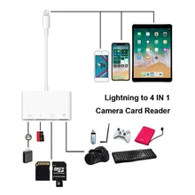 OTG Charge Lightning To 4 in 1 Camera Card Reader Flash Multi Memory Card Reader For TF / SD/ Micor SD Smart Memory Card Adapter
OTG Charge Lightning To 4 in 1 Camera Card Reader Flash Multi Memory Card Reader For TF / SD/ Micor SD Smart Memory Card Adapter