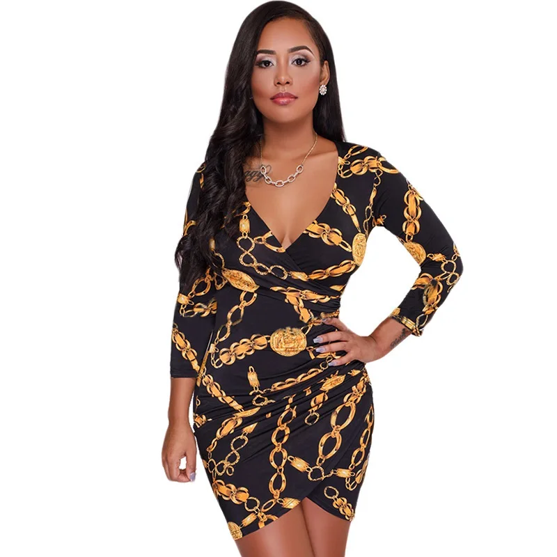 Autumn Winter Black Long Sleeve Dress 2018 Sexy Bodycon Sheath Gold Pattern V Neck Party Dresses Nightclub Vestidos
Autumn Winter Black Long Sleeve Dress 2018 Sexy Bodycon Sheath Gold Pattern V Neck Party Dresses Nightclub Vestidos