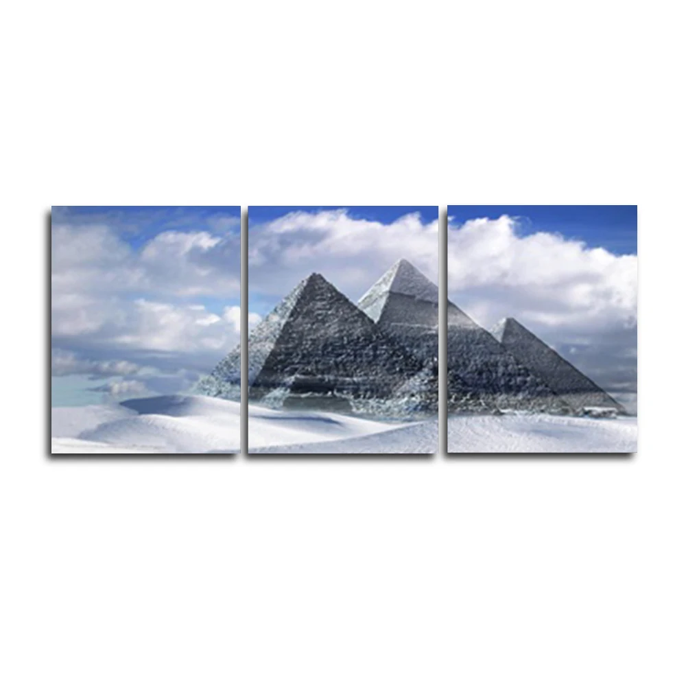 Laeacco 3 Panel Pyramid Wall Artwork Places of Interest Posters and Prints Abstract Home Living Room Decor Paintings Pictures | Дом и сад