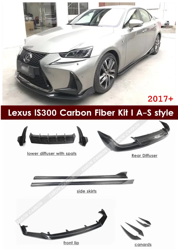 Artisan Style Carbon Fiber Body kit Front bumper lip side skirts difuser spoiler for Lexus IS300 2017+
Artisan Style Carbon Fiber Body kit Front bumper lip side skirts difuser spoiler for Lexus IS300 2017+