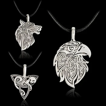 

Viking necklace Fox Triquetra Fenrir Animal Teen Wolf Necklace men Fashion Jewelry pendant Supernatural Amulet Knot