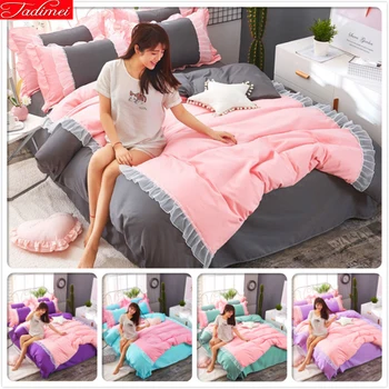 Soft Cotton Lace Ruffled 3pcs/4pcs Bedding Set Kids Girl Princess Bed Linens Single Twin Queen Size 1.35m 1.5m 1.8m Duvet Cover
Soft Cotton Lace Ruffled 3pcs/4pcs Bedding Set Kids Girl Princess Bed Linens Single Twin Queen Size 1.35m 1.5m 1.8m Duvet Cover