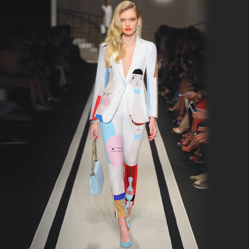 Europe and the United States abstract printing and dyeing fashion new women's long-sleeved suit jacket pencil pants two-piece
Europe and the United States abstract printing and dyeing fashion new women's long-sleeved suit jacket pencil pants two-piece