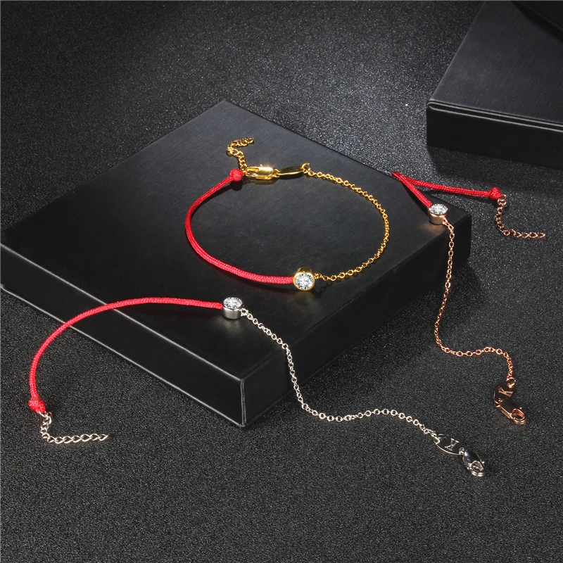ROMAD Red Rope Bracelet Ladies Lucky Chain Bracelet Rose Gold Silver Color Half Chain Half Rope Bracelet with CZ Rhinestone R4
ROMAD Red Rope Bracelet Ladies Lucky Chain Bracelet Rose Gold Silver Color Half Chain Half Rope Bracelet with CZ Rhinestone R4