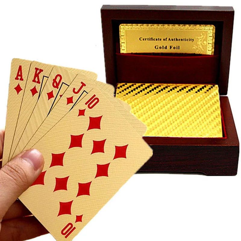 24 Kinds Gold/Silver Waterproof Plated Poker Premium Matte Plastic Board Games Playing Cards For Gift Collection with Wooden Box
24 Kinds Gold/Silver Waterproof Plated Poker Premium Matte Plastic Board Games Playing Cards For Gift Collection with Wooden Box